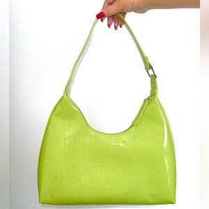 Women's Lime Green Patent Shoulder Bag